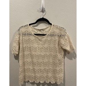 MADEWELL Beige Lace Short Sleeve Top